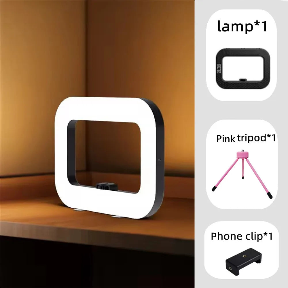 New Handheld Ring LED Rechargeable Fill light Portable Mobile Phone Live Broadcast Photography Desktop Rabbit Cage Selfie Light