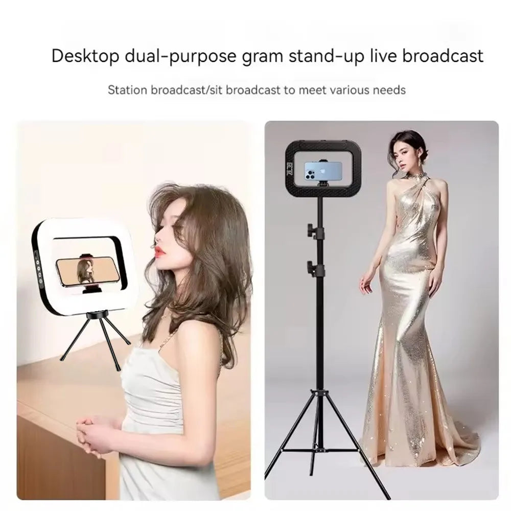 New Handheld Ring LED Rechargeable Fill light Portable Mobile Phone Live Broadcast Photography Desktop Rabbit Cage Selfie Light